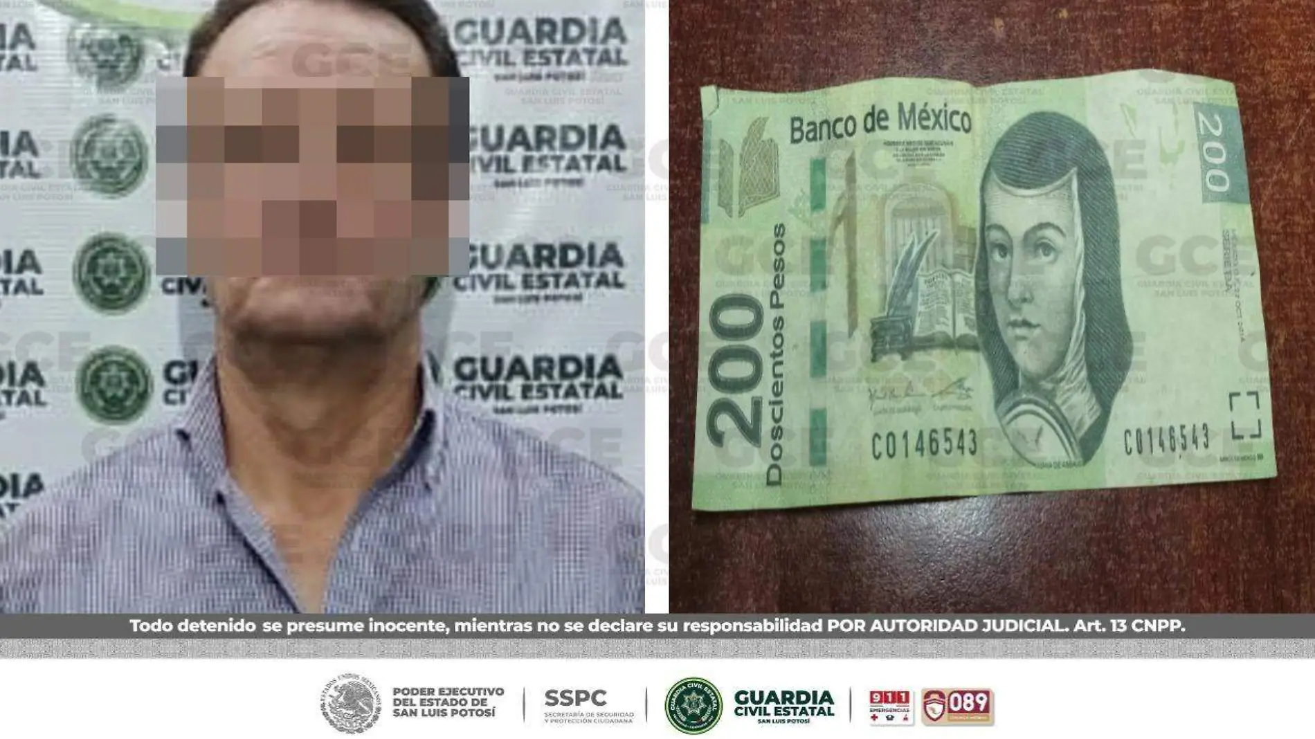 Guillermo N, detenido con billete falso